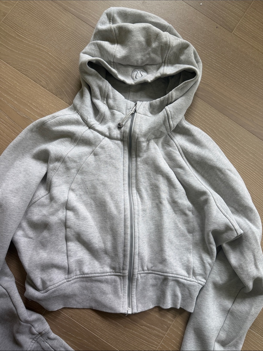 lululemon athletica Light Gray Cropped Hooded Zip Sweatshirt
